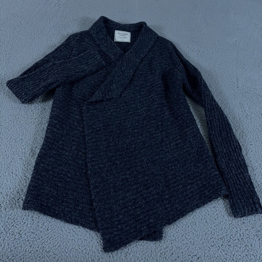 Abercrombie‎ & Fitch Sweater Women Small Navy Ragg Open Cardigan Shawl Ribbed